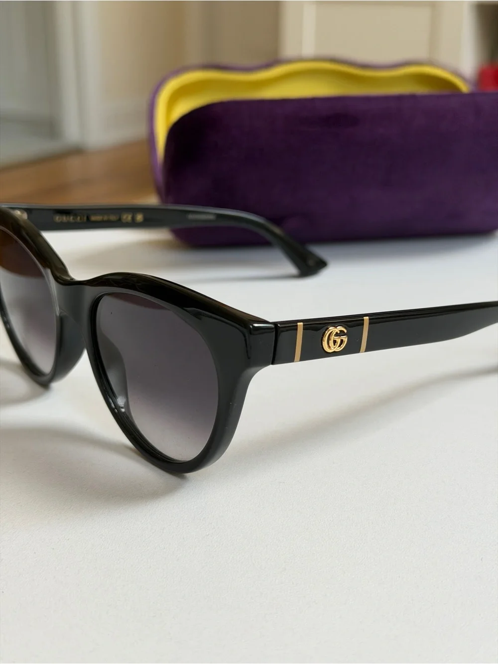 Gucci Women's Black Cat-Eye Sunglasses
